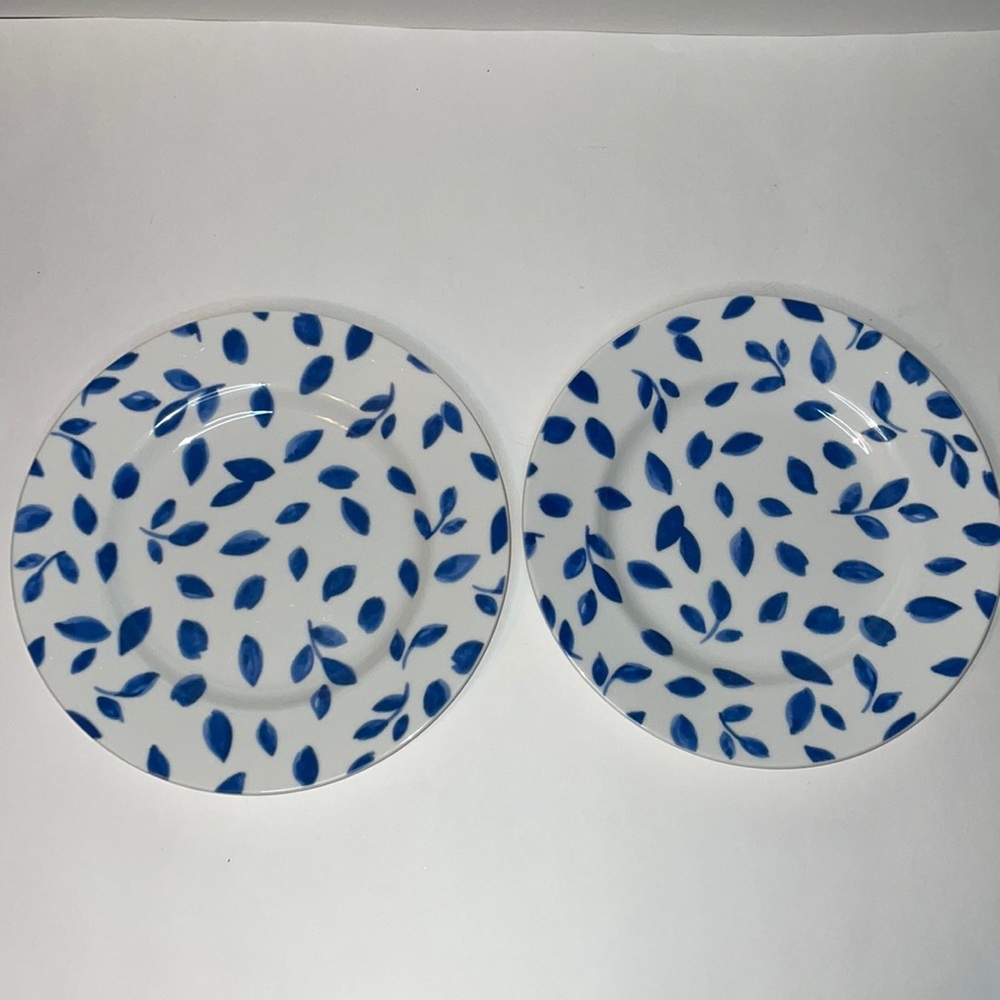 MARTHA STEWART blue and white leaves Stockholm salad plates for Macys
